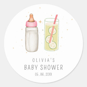 Sticker Rond Goûter de bienvenue, Bienvenue Bébé Fille, Fête de