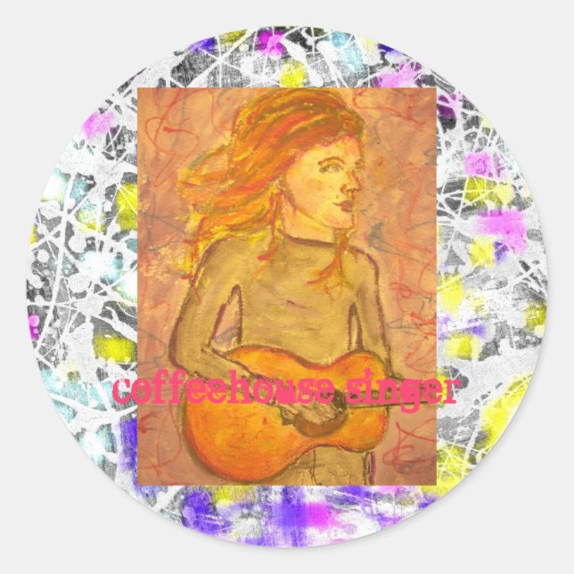 Sticker Rond goutte de chanteur de cafeehouse (Devant)