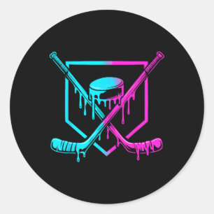 Sticker Rond Goutte de hockey pour garçons glace crème goutte j