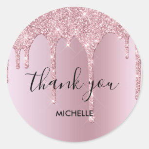 Sticker Rond goutte d'or moderne rose brosse d'or