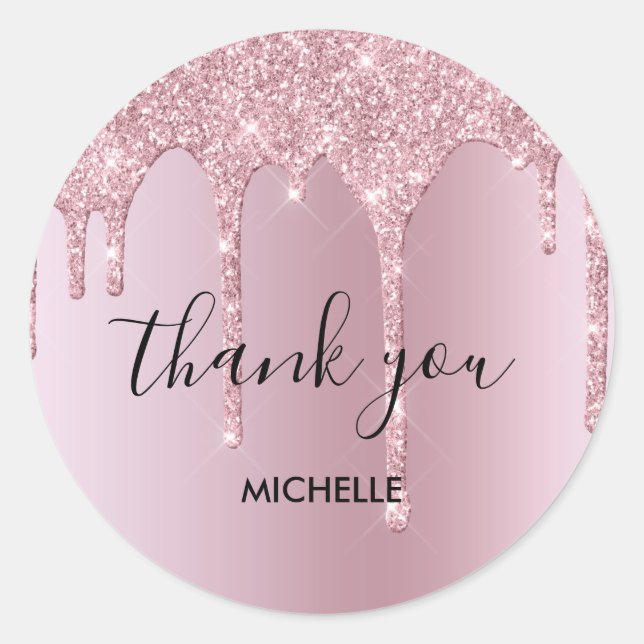 Sticker Rond goutte d'or moderne rose brosse d'or (Devant)