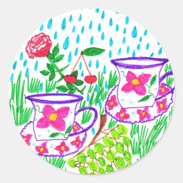 Sticker Rond gouttes de pluie (Devant)