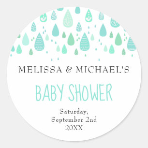 Sticker Rond Gouttes de pluie mignonnes pour Baby Shower / Spri