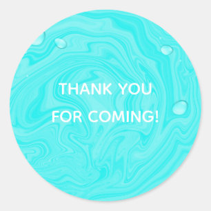 Sticker Rond Gouttes d'eau bleues Été Nage Piscine Fête d'anniv
