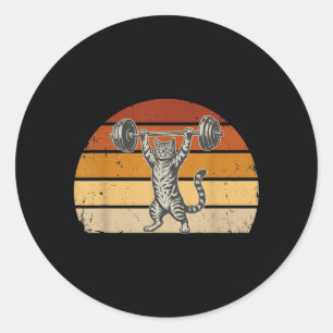 Sticker Rond Gouvernement de gym de chat d'haltérophilie vintag