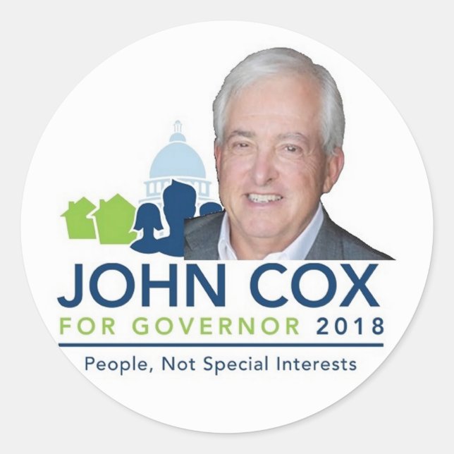 Sticker Rond Gouverneur John COX 2018 (Devant)