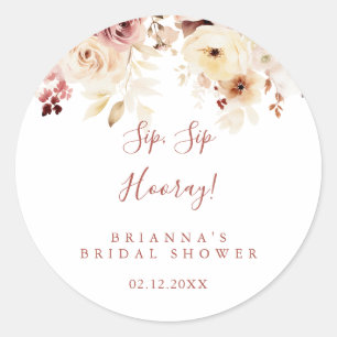 Sticker Rond Gracal Sip Sip Hooray Bridal Showe