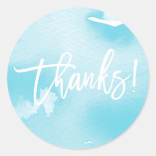 Sticker Rond GRÂCE à l'aquarelle bleu aqua lettrée main moderne
