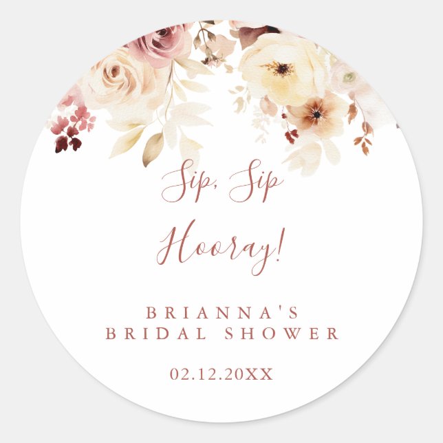 Sticker Rond Grâce Floral Sip Sip Hooray Robe de Mariée (Devant)