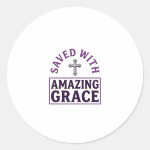 Sticker Rond Grâce Incroyable Croix Chrétienne Vintage