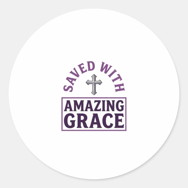 Sticker Rond Grâce Incroyable Croix Chrétienne Vintage (Devant)