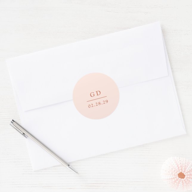 Sticker Rond Grace Peach Mariage moderne (Enveloppe)