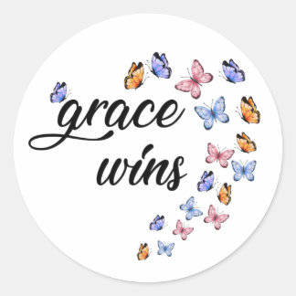 Sticker Rond Grace remporte la foi inspirante Papillons