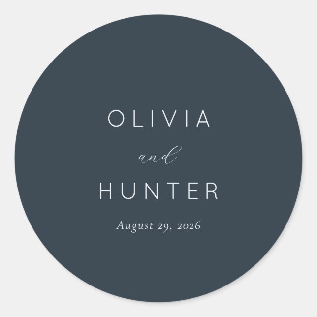 Sticker Rond Graceful Navy Calligraphy (Devant)