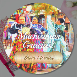 Sticker Rond Gracias Danseuses du Festival Mexicain 2549