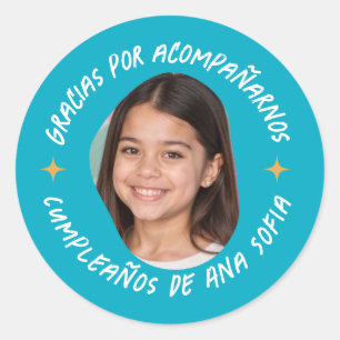 Sticker Rond Gracias por acompañarnos cumpleaños con foto
