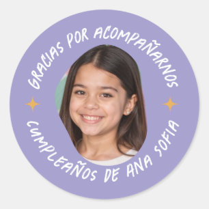 Sticker Rond Gracias por acompañarnos cumpleaños con foto
