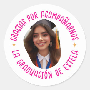 Sticker Rond Gracias por acompañarnos graduación con foto