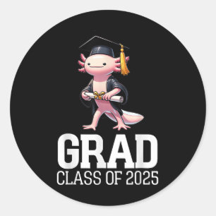 Sticker Rond Grad Cl De 2025 Axolotl Funny Graduation Diplômée