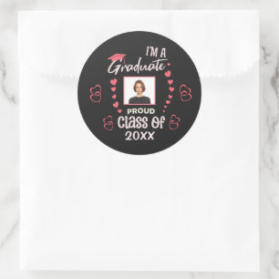 Sticker Rond Grad Graduate Photo Graduate Classe Personnaliser