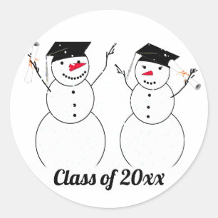Sticker Rond Grad Snowmen