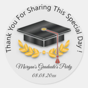 Sticker Rond Graduate Gold Grey étudiant Black Cup Favoriser Gr