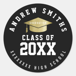 Sticker Rond graduate / graduation "class of" black