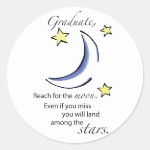 Sticker Rond Graduate Reach for Moon, Félicitations