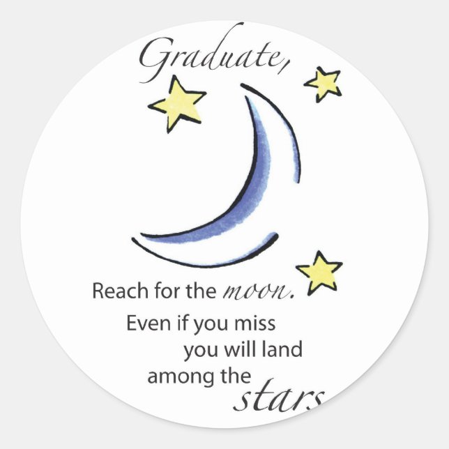 Sticker Rond Graduate Reach for Moon, Félicitations (Devant)