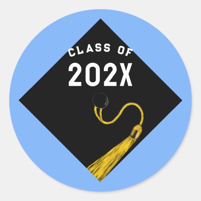 Sticker Rond Graduation 2025 Bleu clair (Devant)