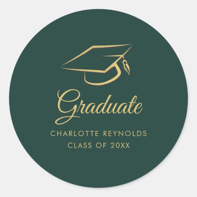Sticker Rond Graduation 2025 Grad Casquette moderne (Devant)