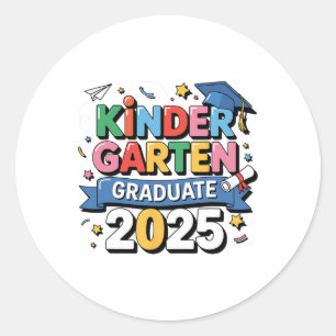 Sticker Rond Graduation 2025 Graduate Kids Boys Gi