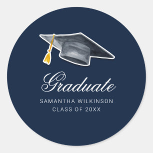 Sticker Rond Graduation 2025 Moderne Bleu de marine
