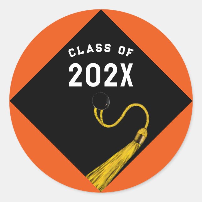 Sticker Rond Graduation 2025 Orange (Devant)