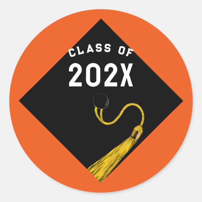 Sticker Rond Graduation 2025 Orange (Devant)