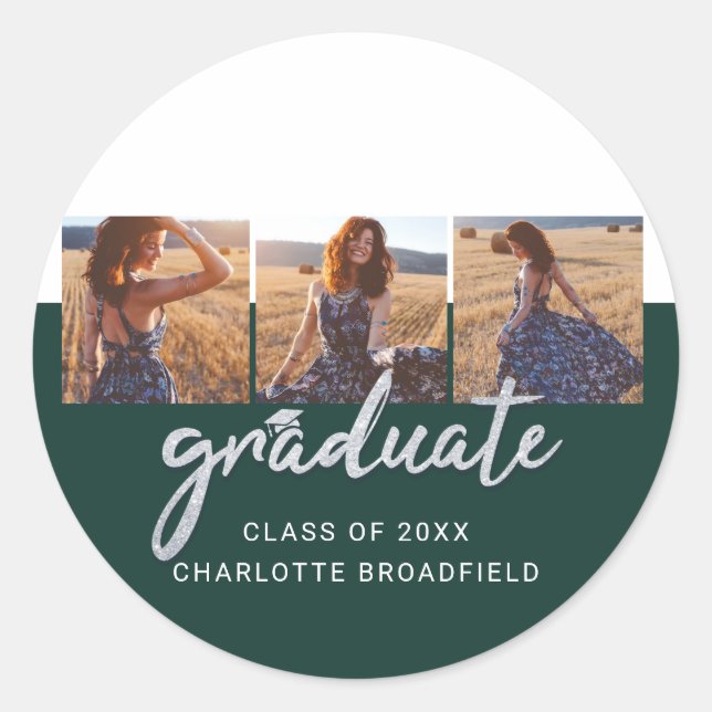 Sticker Rond Graduation 2025 Photo Collage Grad (Devant)