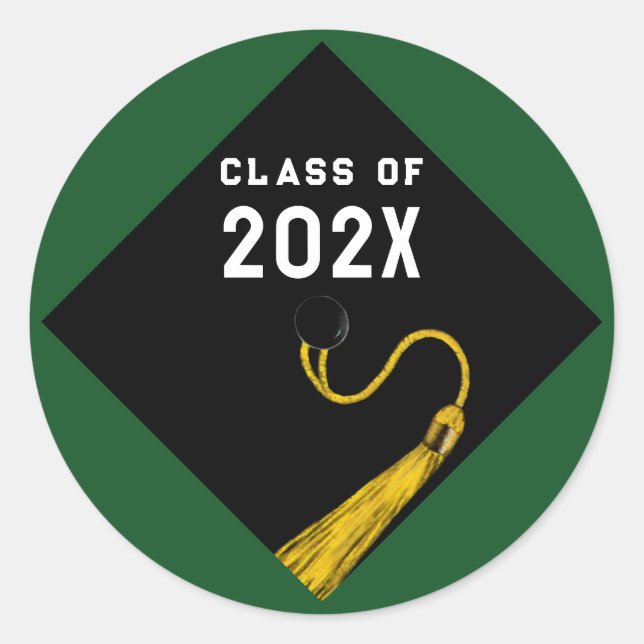 Sticker Rond Graduation 2025 Vert (Devant)