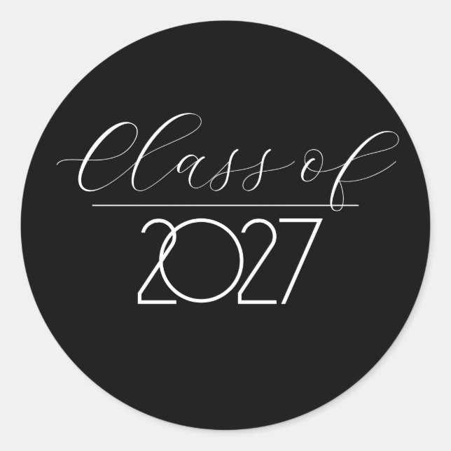 Sticker Rond Graduation 2027 Noir et blanc (Devant)