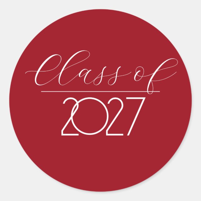 Sticker Rond Graduation 2027 Rouge et blanc (Devant)