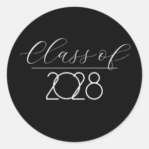 Sticker Rond Graduation 2028 Noir et blanc