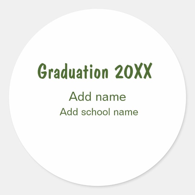 Sticker Rond Graduation 20XX ajouter nom année école vert moder (Devant)