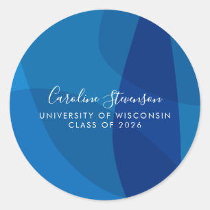 Sticker Rond Graduation Abstraite bleue personnalisée