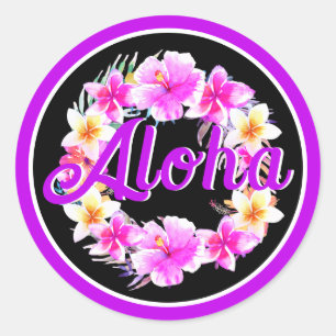 Sticker Rond Graduation Aloha Tropical Luau