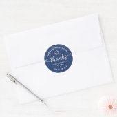 Sticker Rond Graduation Bleu Merci moderne Script Coeurs Casque (Enveloppe)