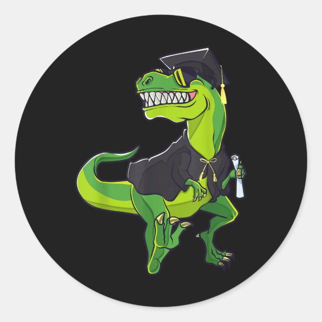 Sticker Rond Graduation Cl De 2025 Dinosaur Dinosaure T-rex Gra (Devant)