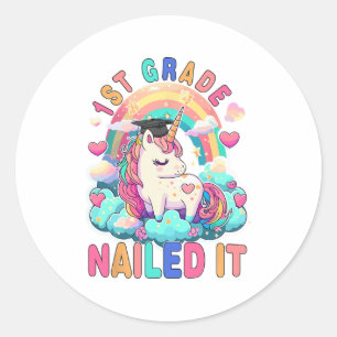Sticker Rond Graduation Clôturé It Graduation Girl Unicorn Grad