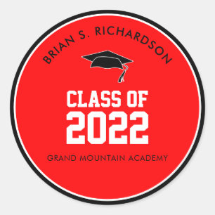 Sticker Rond Graduation Coutume rouge et noire