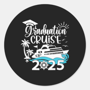 Sticker Rond Graduation Cruise 2025 Senior Grad Trip Family Mat