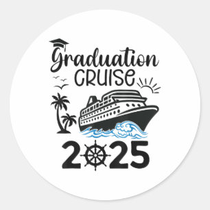 Sticker Rond Graduation Cruise 2025 Voyage senior Vacances d'ét