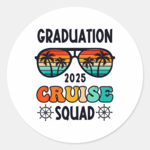 Sticker Rond Graduation Cruise Voyage Cl De 2025 Senior Summer